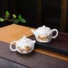 Longfeng Chengxiang Suet Jade Porcelain Xishi Fengming Pot Boiling Water Discoloration Bubble Teapot Kung Fu Tea Set With Gift Box Print