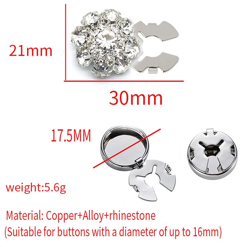 European American Button Covers Shiny Rhinestone Button Clip Tux Accessories For Women Detachable Flower Button Covers Gifts