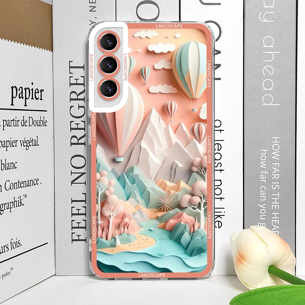 

Printing Landscape Creative Mountain Transparent Phone Cases for Samsung Galaxy S22 S25 S21 S23 S24 Ultra Plus FE Covers Fundas For Samsung S23