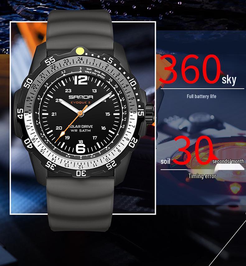Sanda Quartz Solar-Powered Luminous Watch with Rotating Bezel and Long Battery Life - New Student Model