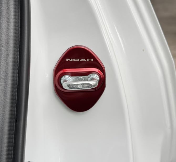 OKAYOHINN NOAH-MSGR Striker Cover, Door Lock Cover, Plating, Accessories, Interior Parts, Stainless Steel, 4 Pieces, Easy To Install (Red)