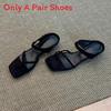 Retro Square Toe Cross Slip On Sandals With Rubber Sole For Summer Casual Women