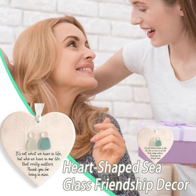 Heart-Shaped Sea Glass Friendship Decor Timeless Craft Christmas Tree Hanging Ornaments Handmade