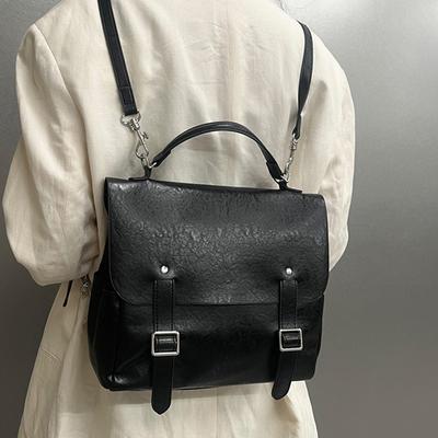 Original Street Style Backpack Travel Casual Waterproof Leather Flip-Top Shoulder Bag Large Women's Travel Bag Handbag Leather Bag