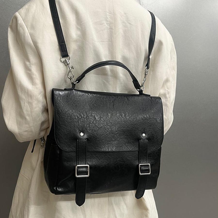 Original Street Style Backpack Travel Casual Waterproof Leather Flip-Top Shoulder Bag Large Women's Travel Bag Handbag Leather Bag