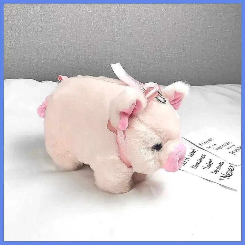 Cute Pink Piglet Plush Messenger Bag Large Capacity Cartoon Crossbody Shoulder Bag for Women