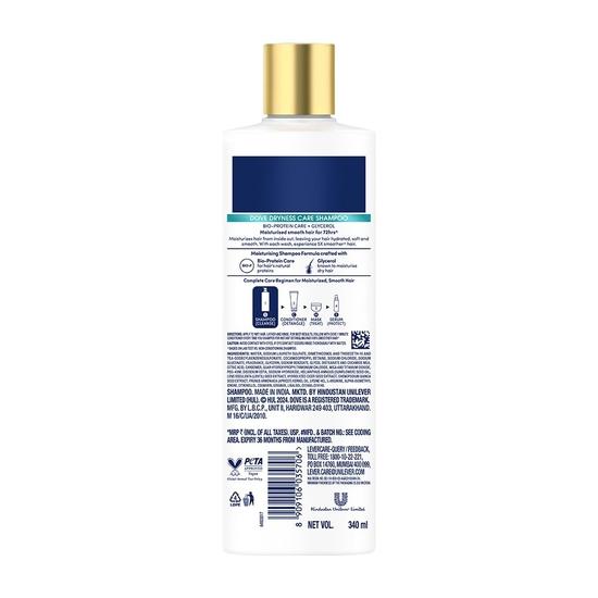 Dove Dryness Care Shampoo 340 ml for Dry Hair & Scalp, Gives Soft, Smooth, Damage Free Hair - Daily Shampoo for Men & Women