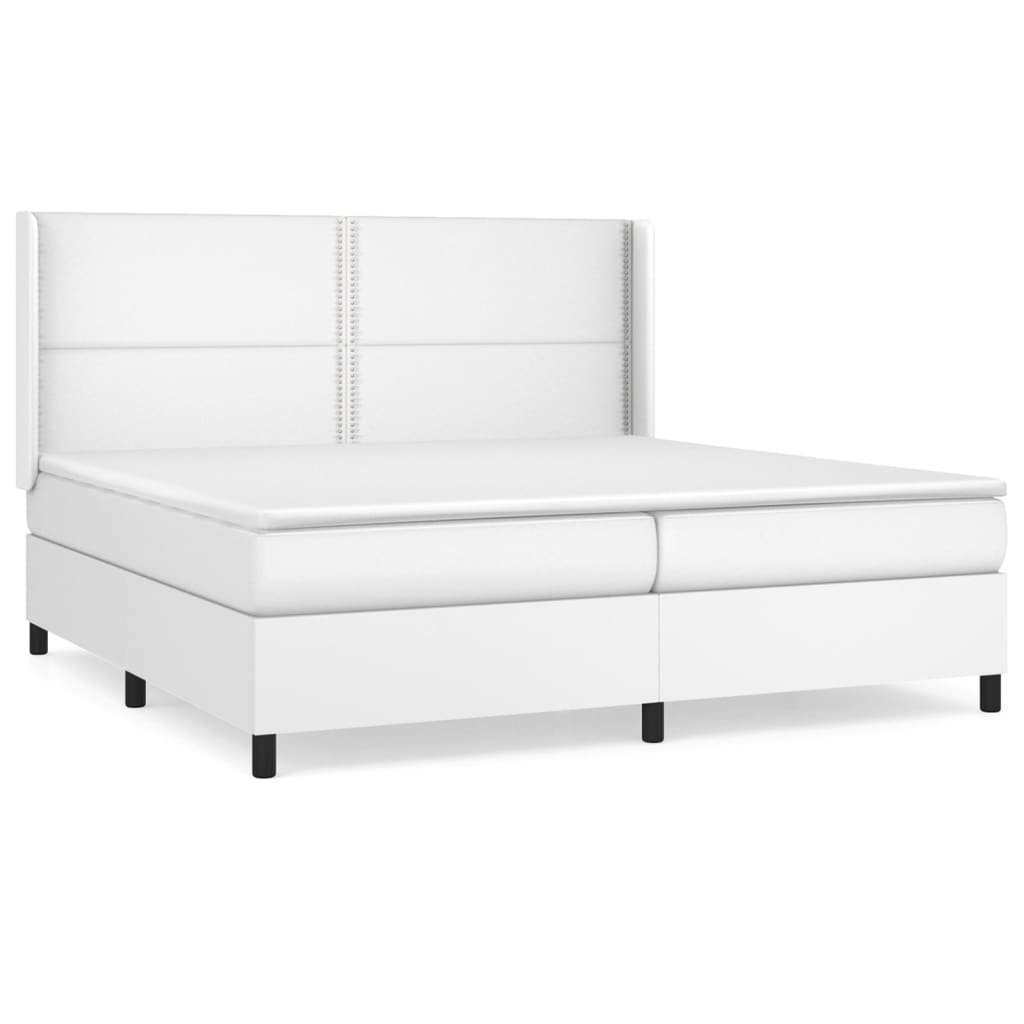 Box Spring Bed with Mattress White 200x200 cm Faux Leather