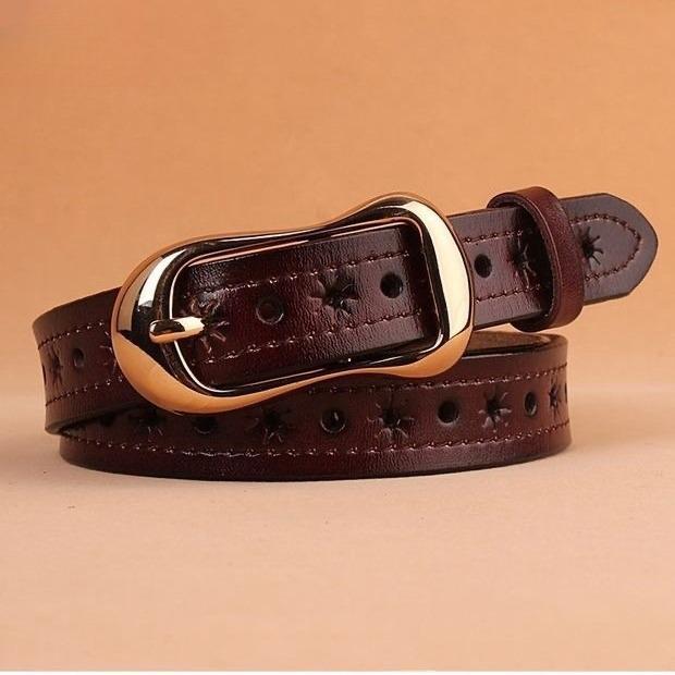 1Pc Women's Genuine Leather Casual Pin Buckle Belt - Versatile Korean Cowhide Waist Seal