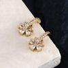 Golden Gentle And Sweet Petal Zircon Stud Earrings, A Daifa Mori Niche Temperament Curved Hook Flower Earrings