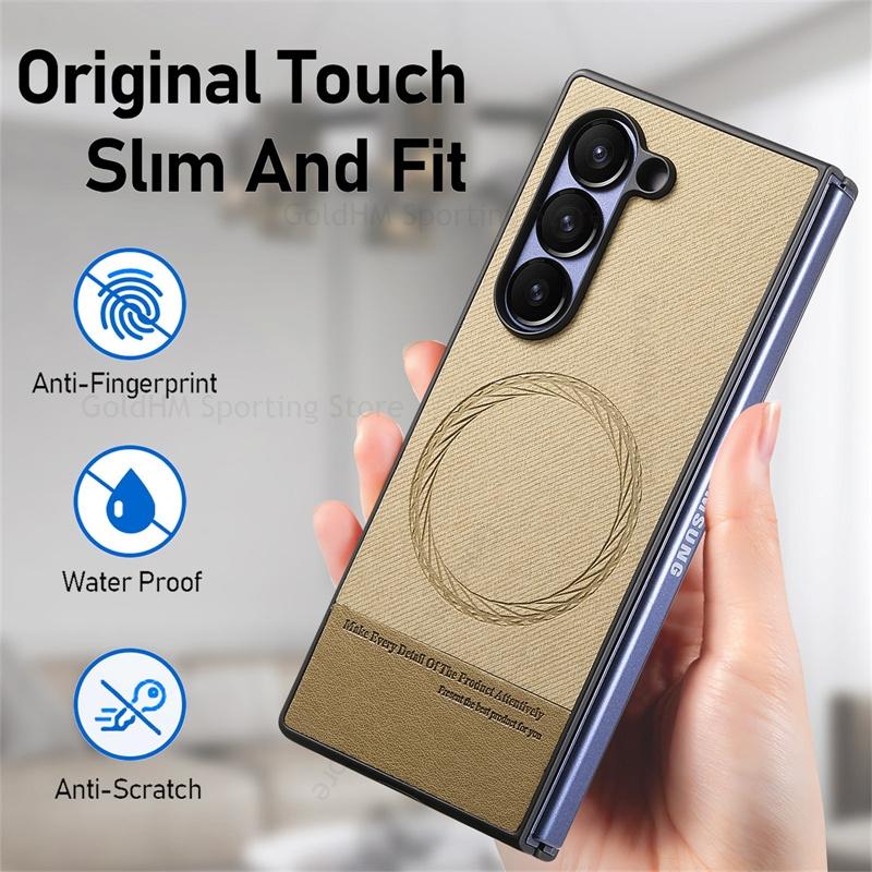 For Magsafe Magnetic Leather Phone Case For Samsung Galaxy Z Fold7 5G Wireless Charger Magsafing Hard PC Tough Cover For Samsung Z Fold 7 6 5 4 3 5G