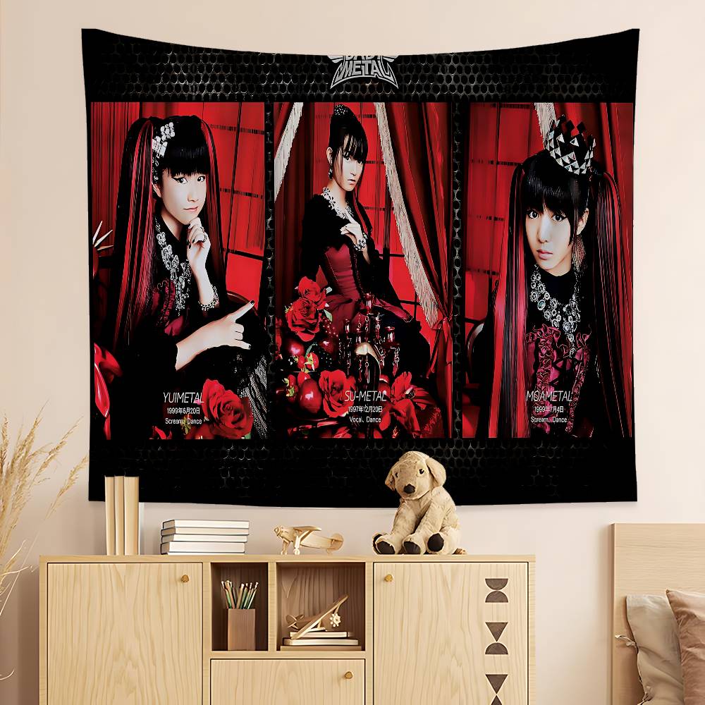 Classic Kawaii Metal Band B-Babymetal Colorful Tapestry Wall Hanging Cheap Hippie Wall Hanging Bohemian Wall Tapestries