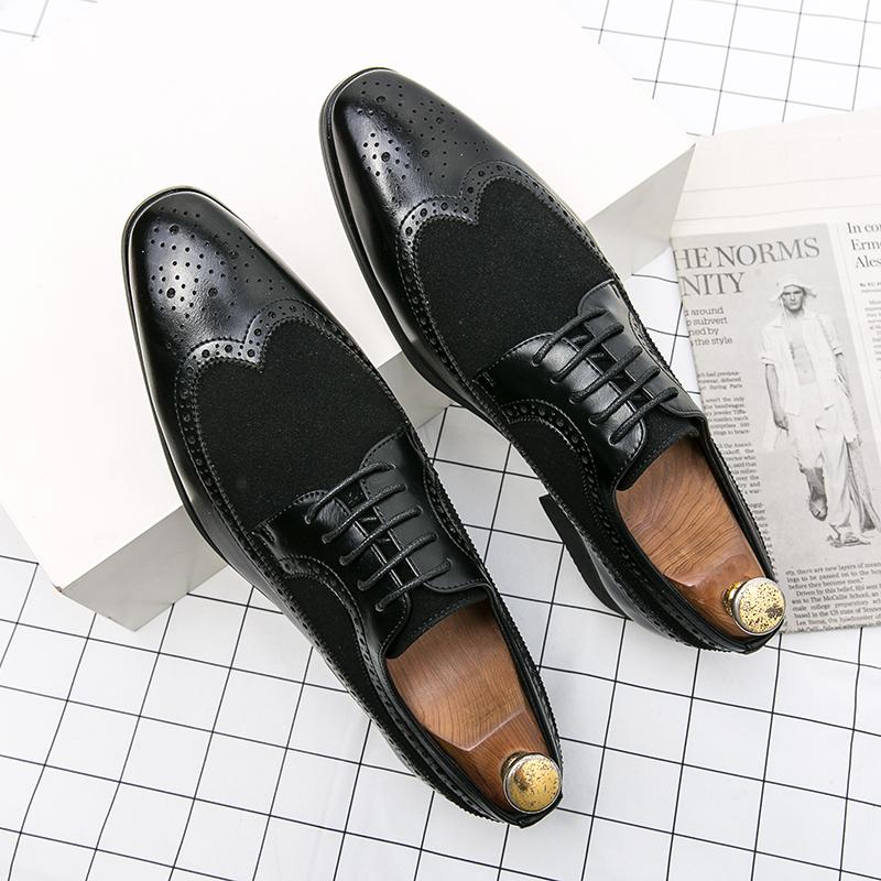 

Классические резные кожаные броги Мужские нарядные резные модные формальные деловые свадебные мужские коричневые офисные оксфорды для мужчин черные 46 чёрный