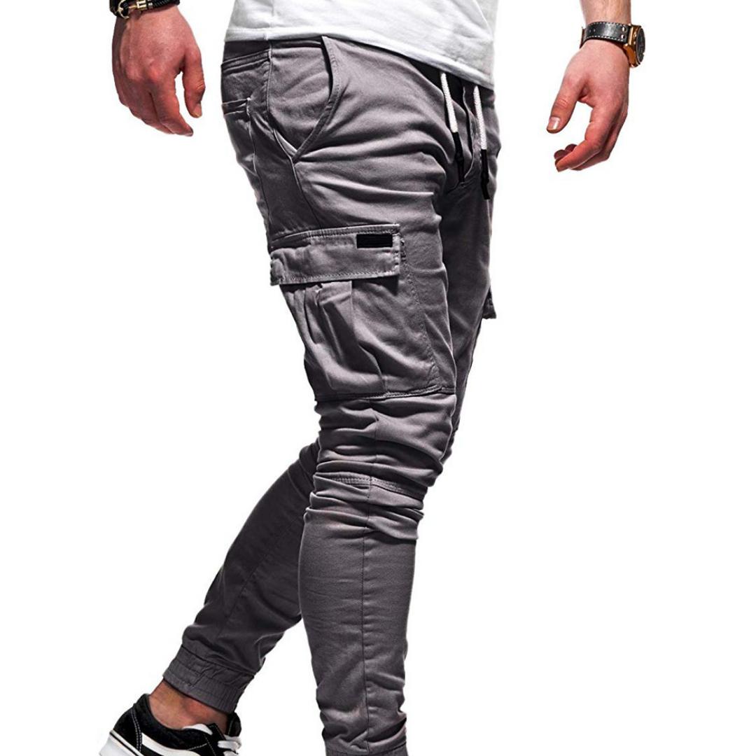 

Модные мужские повседневные спортивные повседневные брюки в стиле пэчворк с несколькими карманами и завязками L