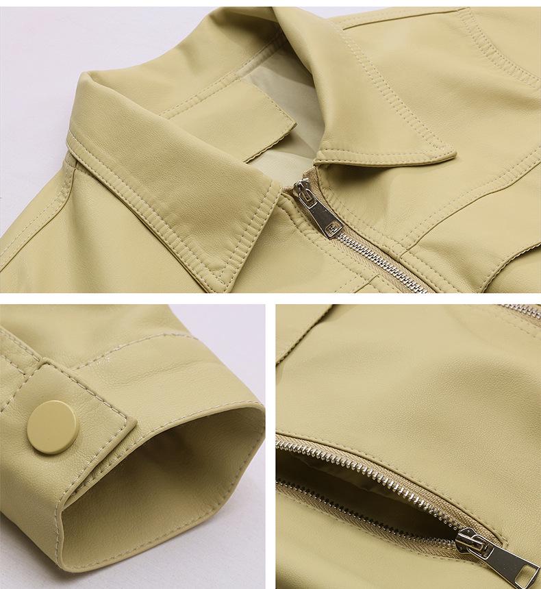 Women's Fashion Lapel PU Leather Jacket - Spring 2025 Collection, Short Coat