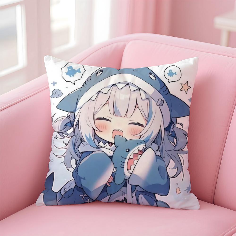 Hololive EN Gawr GuraG Cushion Cover Pillow Case Soft Skin Friendly Fabric  Concealed Zipper