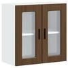 Wall Mounted Kitchen Cabinet with Glass Door Porto Collection Brown Oak Effect