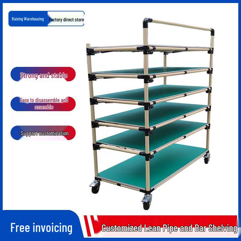 Mobile Lean Tube Cart with Wheels - Compact Flow Rack Trolley
