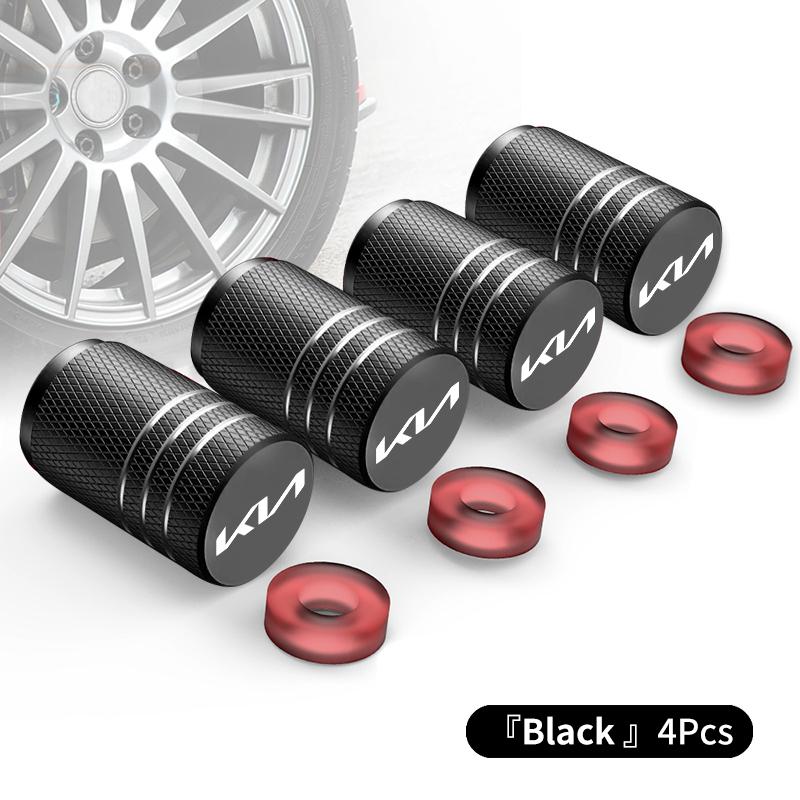 4pcs Car Wheel Tire Valve Caps Aluminum Airtight Covers Badge Emblem For KIA Stinger Optima Cerato Soul Venga Forte Spectra QD2
