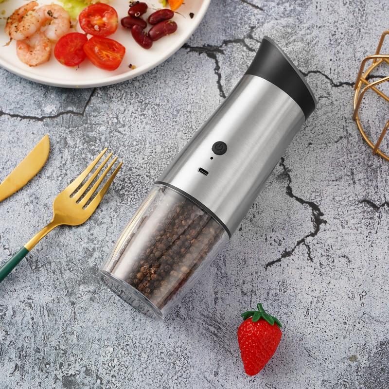 USB Charging Salt and Pepper Grinder Gravity Operation Spice Seasoning Mill Shaker Adjustable Coarseness Pepper Mill