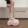 Damen-Plateau-Textur Geschlossene Zehenpartie Rutschfeste Slip-Ons: Neue Stil-Absatzschuhe für Draußen & Zuhause.