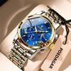 POEDAGAR Luxury Fashion Men Watch Waterproof Luminous Date Chronograph Man Watches Military Stainless Steel Men's Quartz Watches