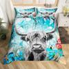Highland Cow Bedding Set Polyester Bull Cattle Flowers Quilt Cover Western Wild Animal Duvet Cover Farmhouse Cow Bedspread Cover