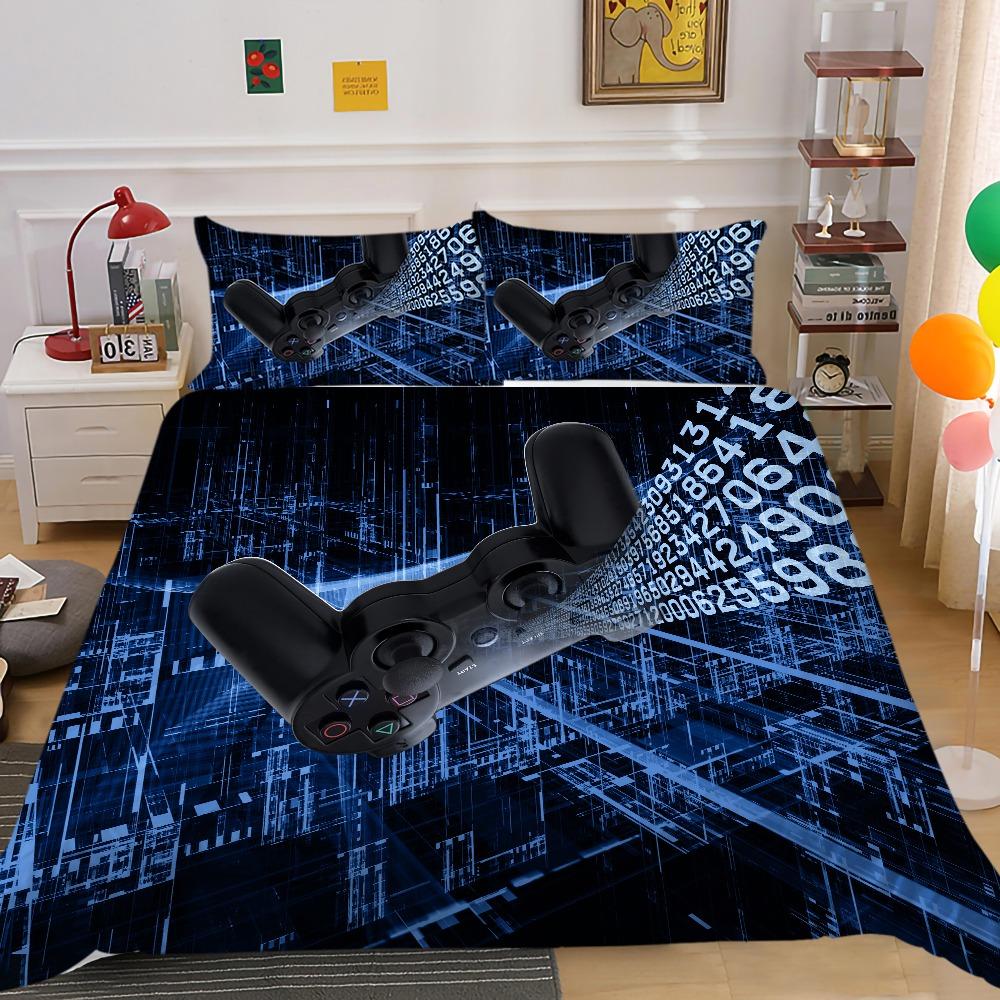 3D Game Controller Pattern Bedding Set Game Console Printed Down Duvet Cover with Pillowcase Teen Single Double Bed Full-size Home Decoration