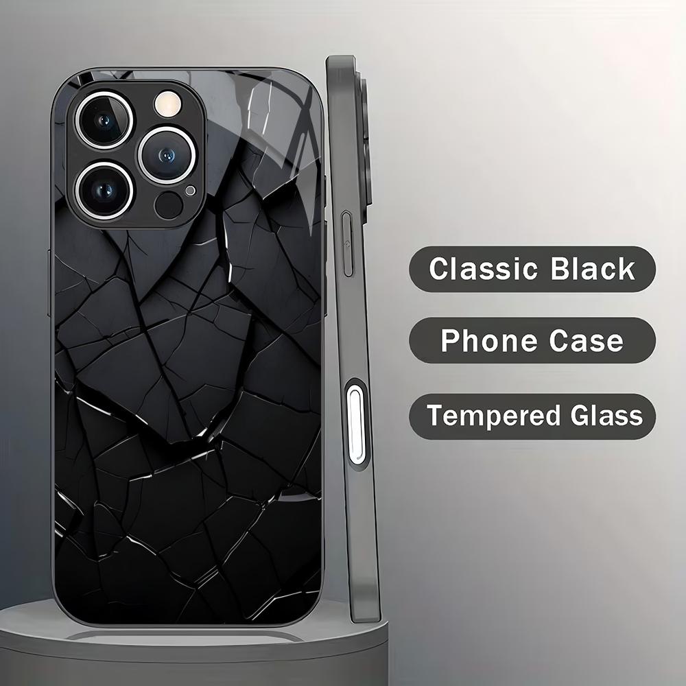 Creative crack pattern tempered glass phone case suitable for iPhone 17 16 15 14 13 12 11 Pro/Max/Plus shockproof back cover