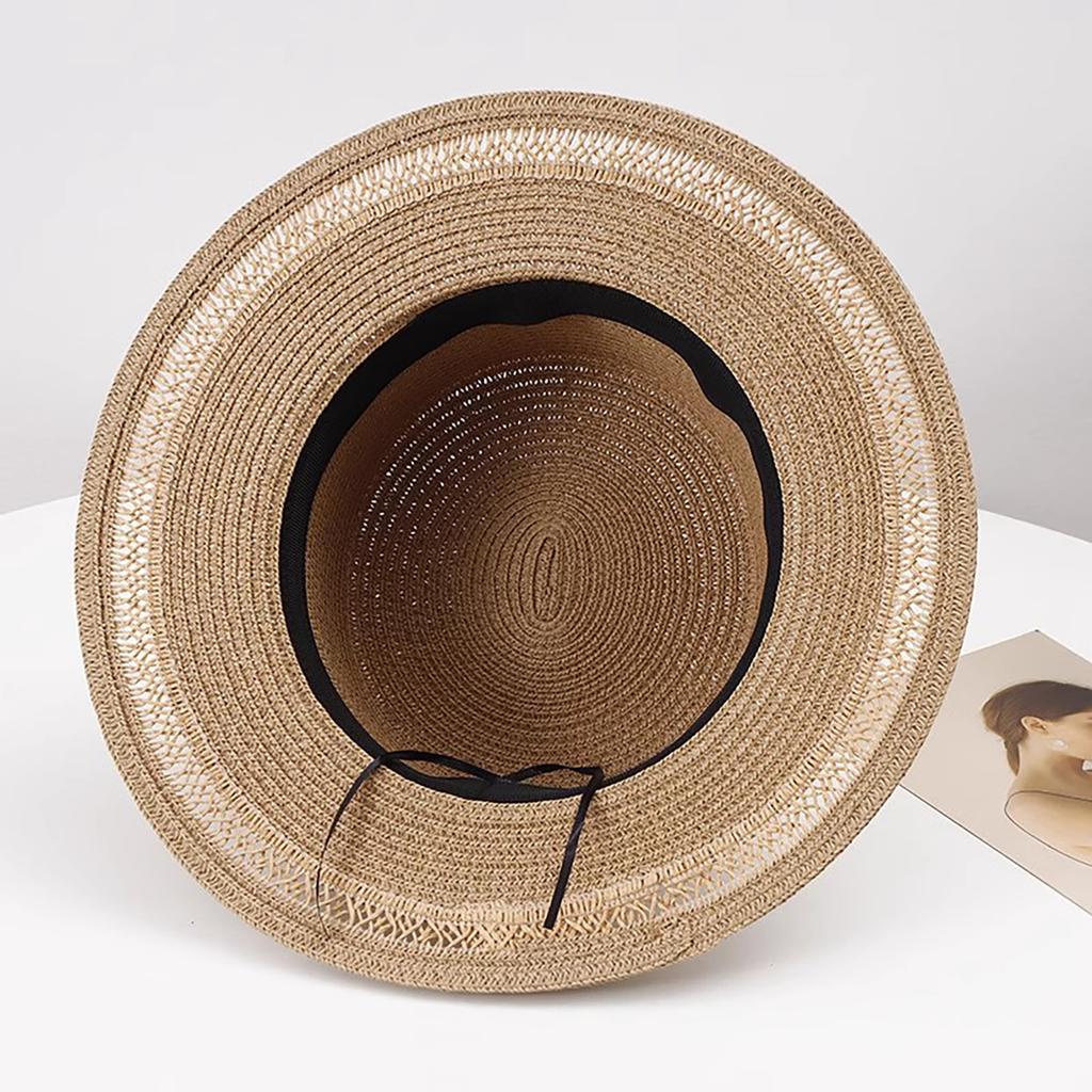 Sun Hat Sun Visor Hats Summer Hat Wide Brim Straw Boater Retro Pattern Outdoor Cap Flat Top Hat