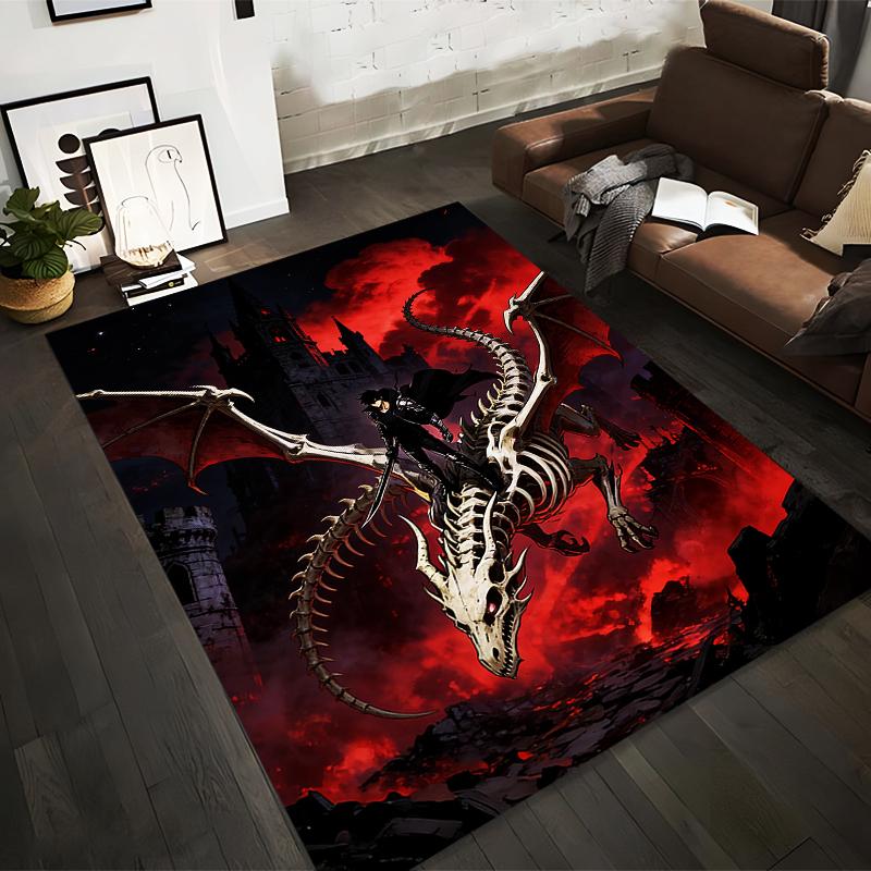 

Dragon Skeleton Warrior Carpet, Red Gothic Castle Background Design Suitable for use as an anti-slip for living room bedroom sofas 40x60cm( 15x23in )