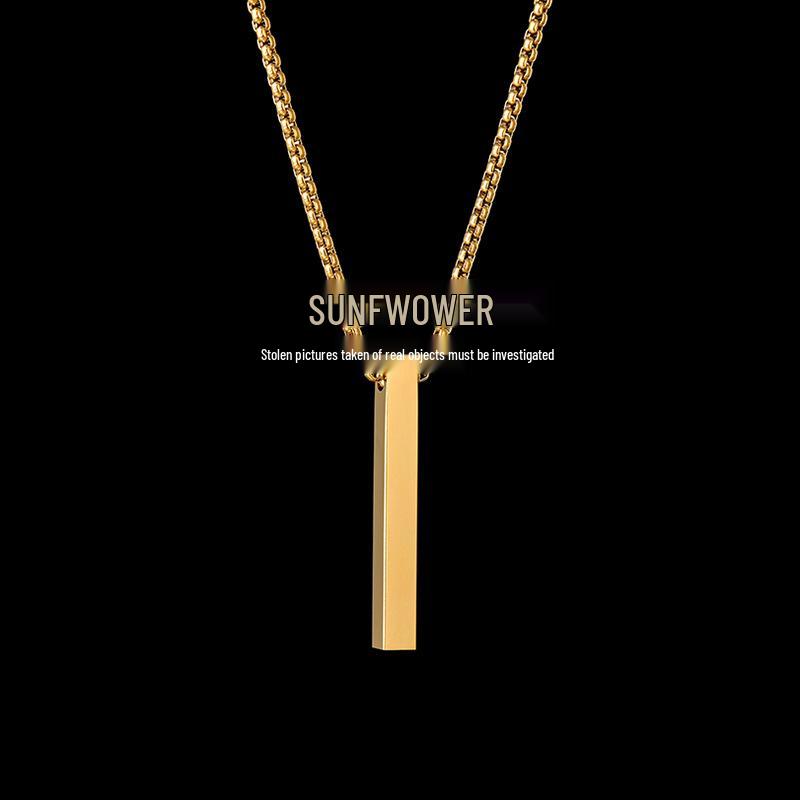 Custom Engraved Minimalist Cylinder Bar Necklace in Stainless Steel
