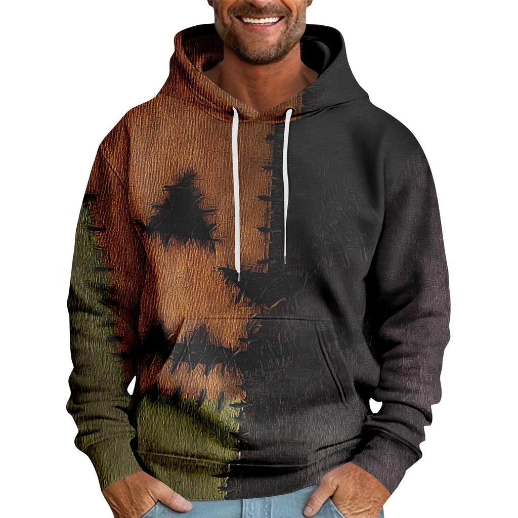 Halloween Print Men's Loose Hooded Sweatshirt