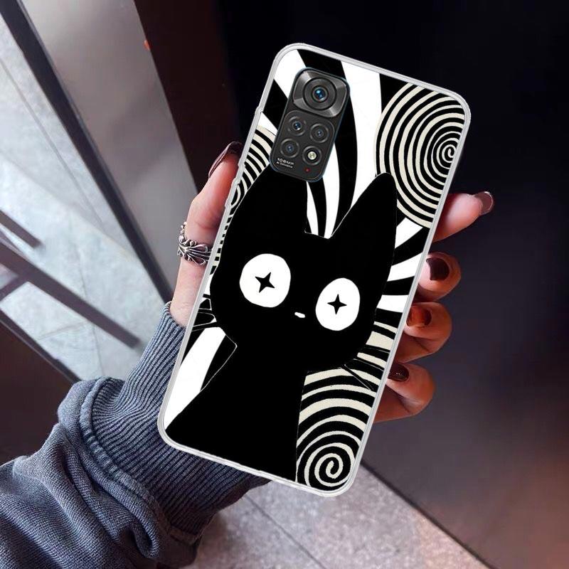Cartoon Cute Black Cat Phone Case For Xiaomi Redmi Note 15 14 14S 13 12S 12 Pro Plus 11S 11 10S 10 4G Cover 11E 11T 5G Print Fun