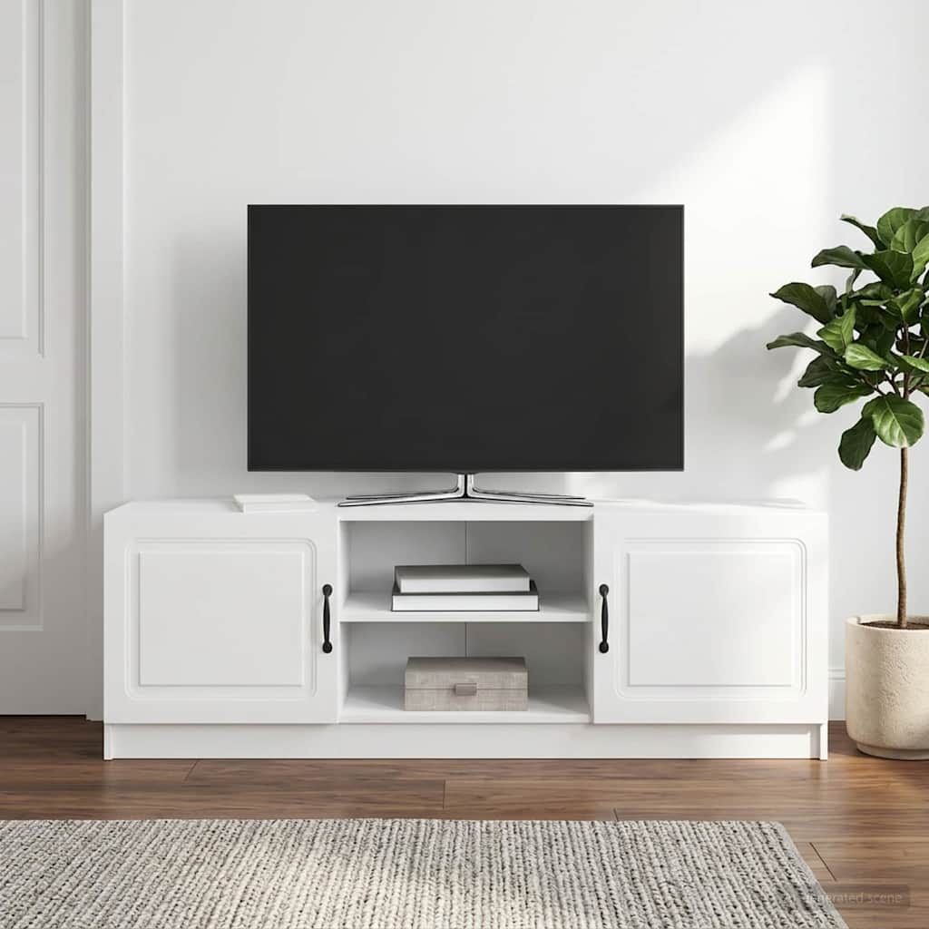TV Cabinet High Gloss White 150 x 31 x 47 cm Particleboard