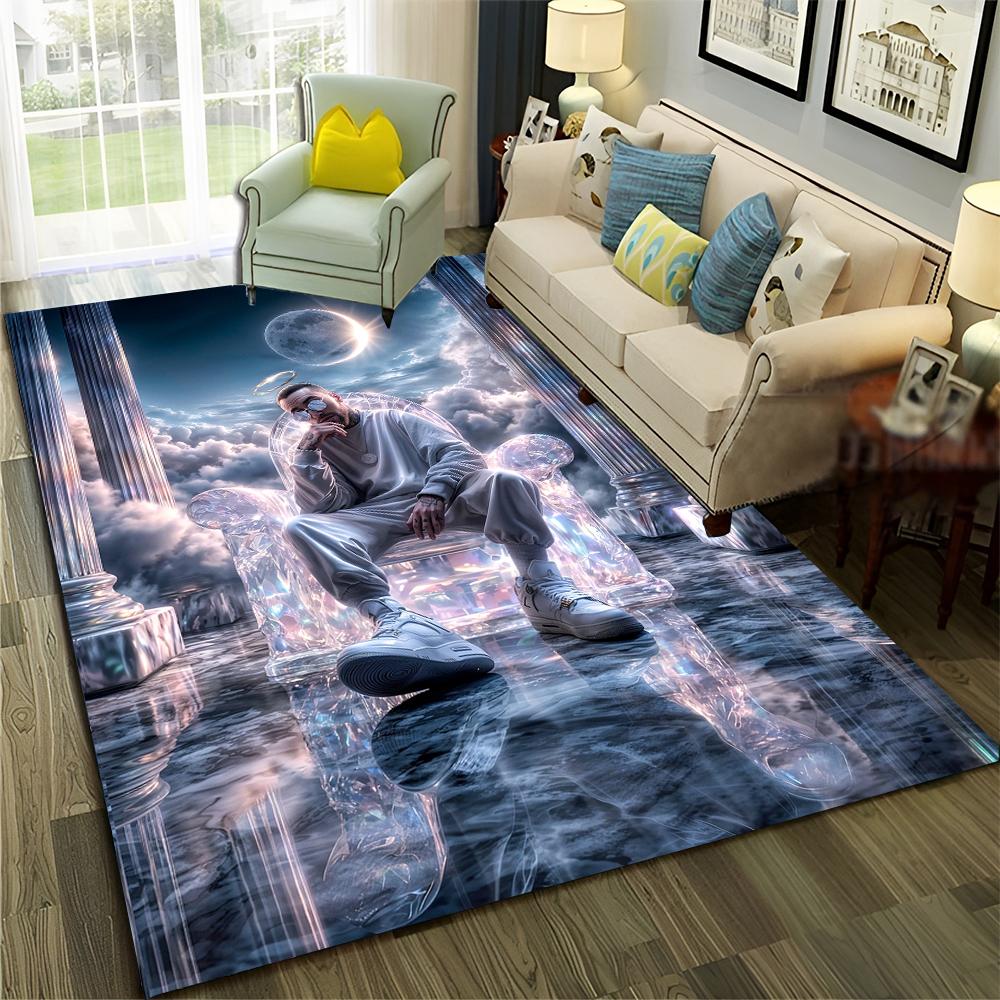 3D Top Rapper Legende Star Kunst Cartoon Hip Hop Teppich für Schlafzimmer Wohnzimmer Sofa Zuhause Fußmatte Dekor,großer Spiel-Rutschfester Bodenbelag