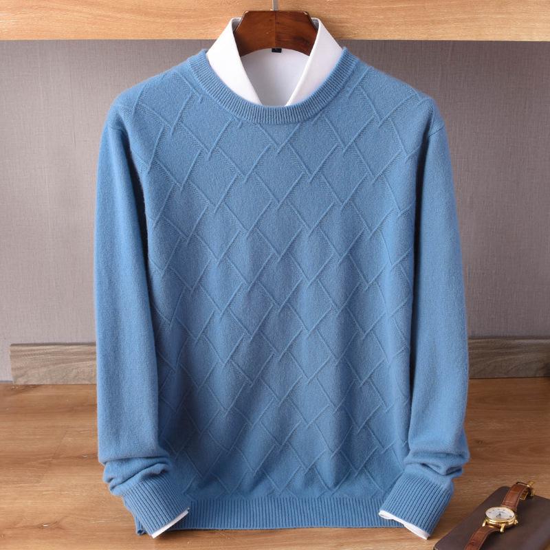 

Men s Cashmere Round Neck Sweater: Autumn/Winter Loose, Solid Color, Business Casual, Thickened Wool Pullover. Double Extra Large
