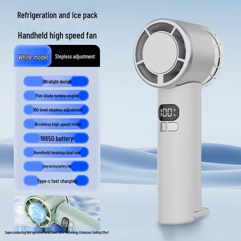 Portable High-Speed Handheld Fan with 120 Adjustable Speeds, USB Charging, and Hanging Buckle for Outdoor Use
