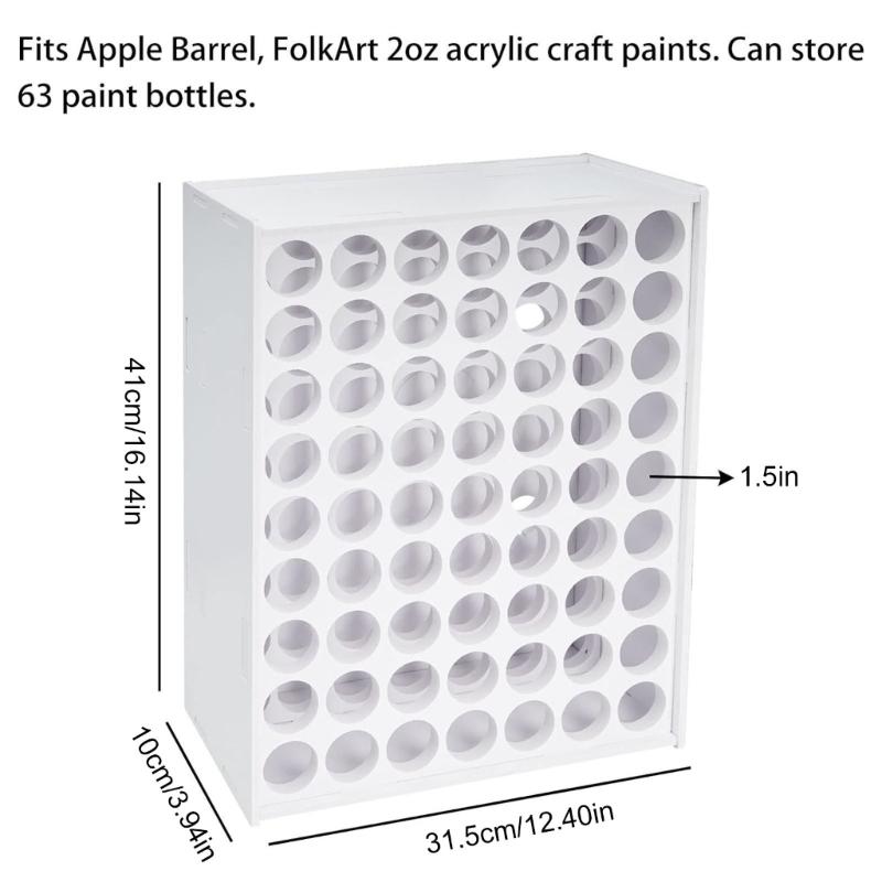 Vertical Paint Bottle Holder Practical Paint Rack 49/63 Hole Organizers for Craft Paint Bottles Space Saving
