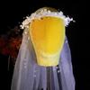 Wedding Photography Bride Long Veil with Beadwork Flower Photography Headdress