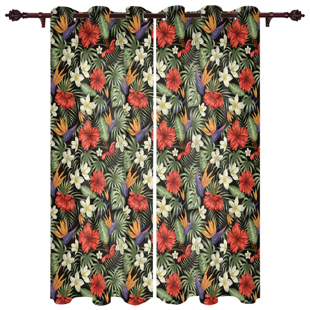Flower Pattern Plant Dark Jungle Palm Bright  Window Curtains Scenic Curtains for Living Room Decorative Items Living Room
