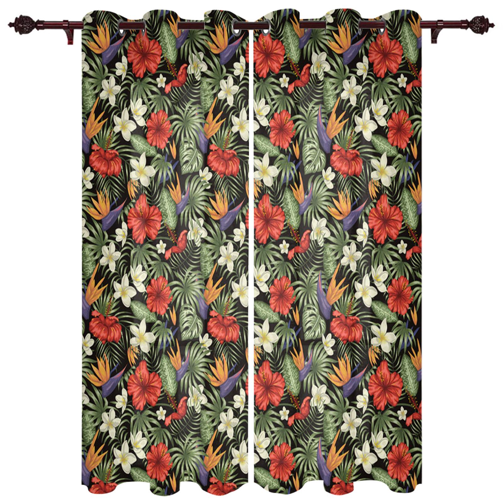 Цветочный узор Растение Темные джунгли Пальма Яркие шторы на окна Живописные шторы — фото 8