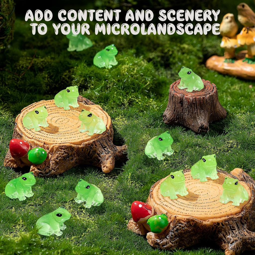 50Pc Luminous Mini Resin Frogs Green Glow In The Dark Cute Tiny Frogs For Micro Moss Landscape Terrariums Aquariums Cake Decor