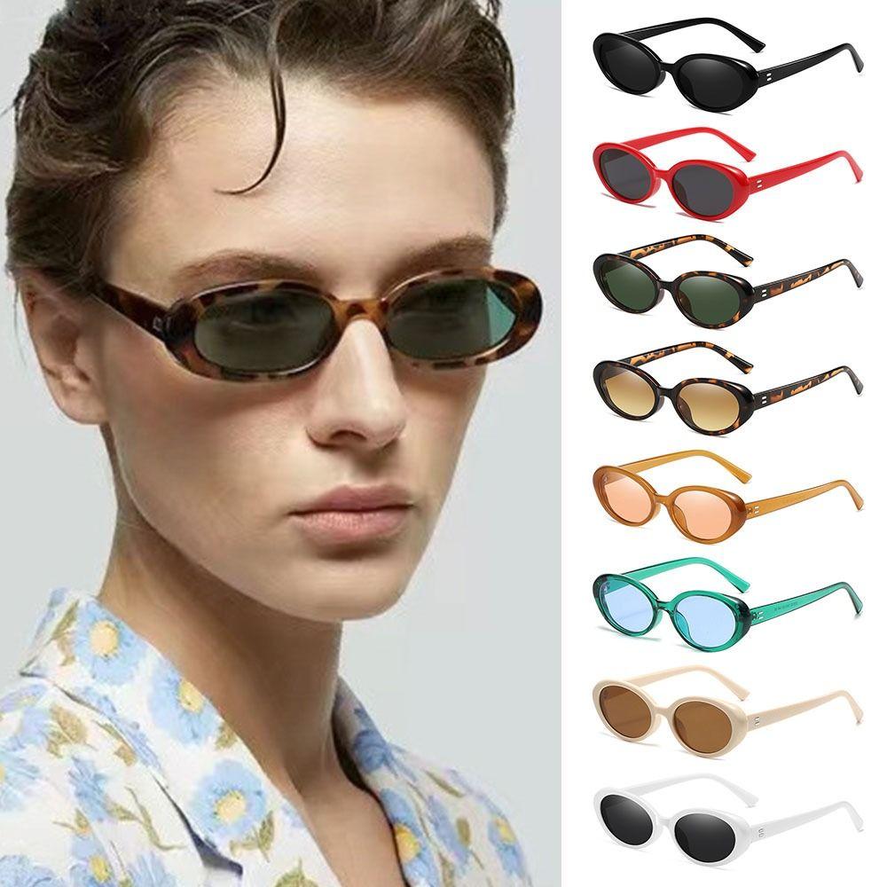 Trendy Vintage Oval Sunglasses UV400 Protection Y2K Small Oval Shades for Women Men