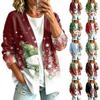 Damen Lässige Langarm-Jacke mit Weihnachtsdruck für festliche Feiertagspartys