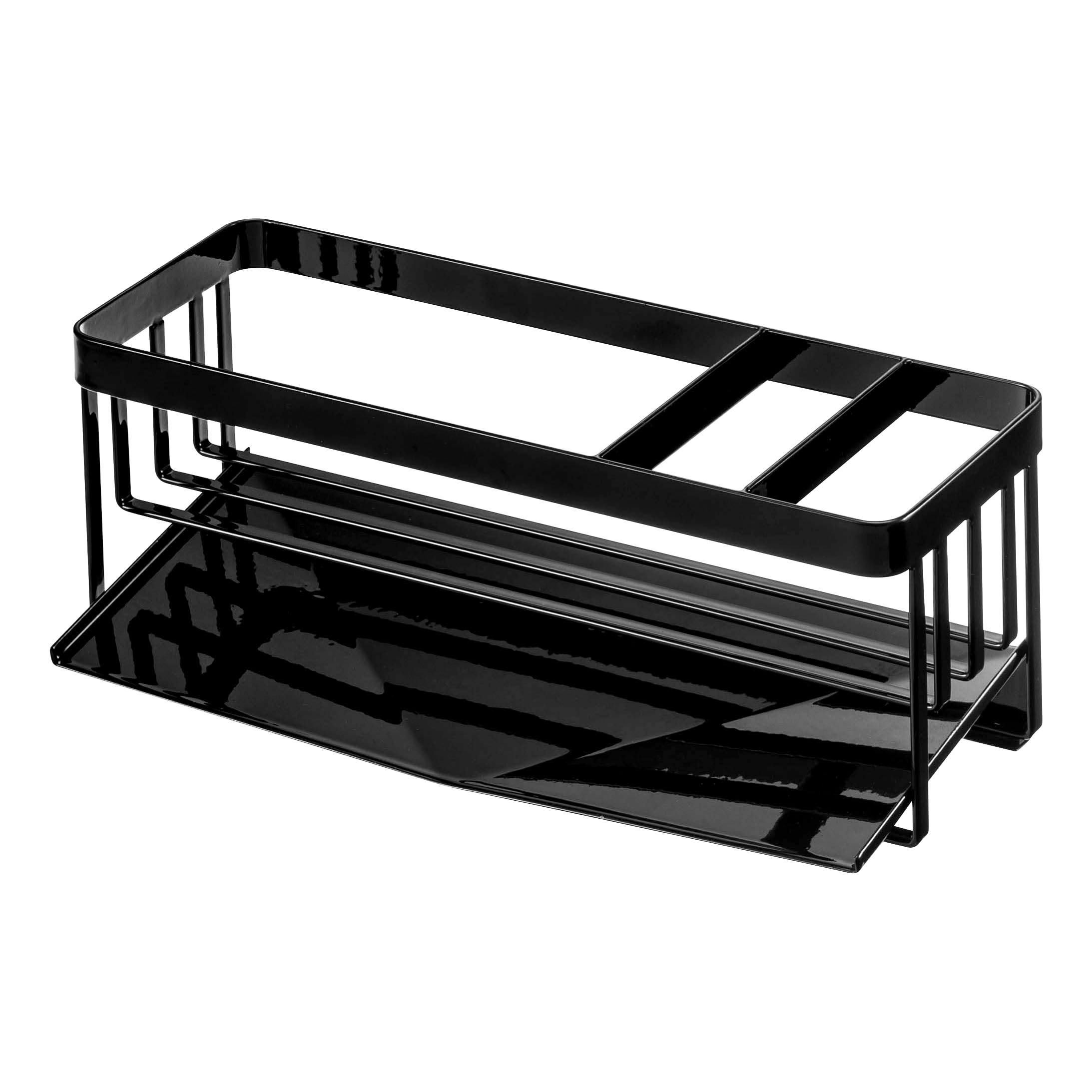 

Yamazaki Tower Sponge Rack with Draining Function, Black, 25cm W x 10cm D x 9.5cm H, Sponge & Bottle Holder, 5017