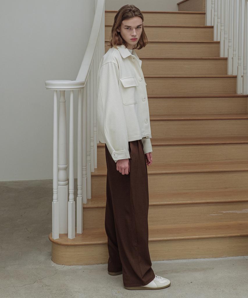 Dekkoloso Back Half Banding Double Pleated Wide Pants [Brown]