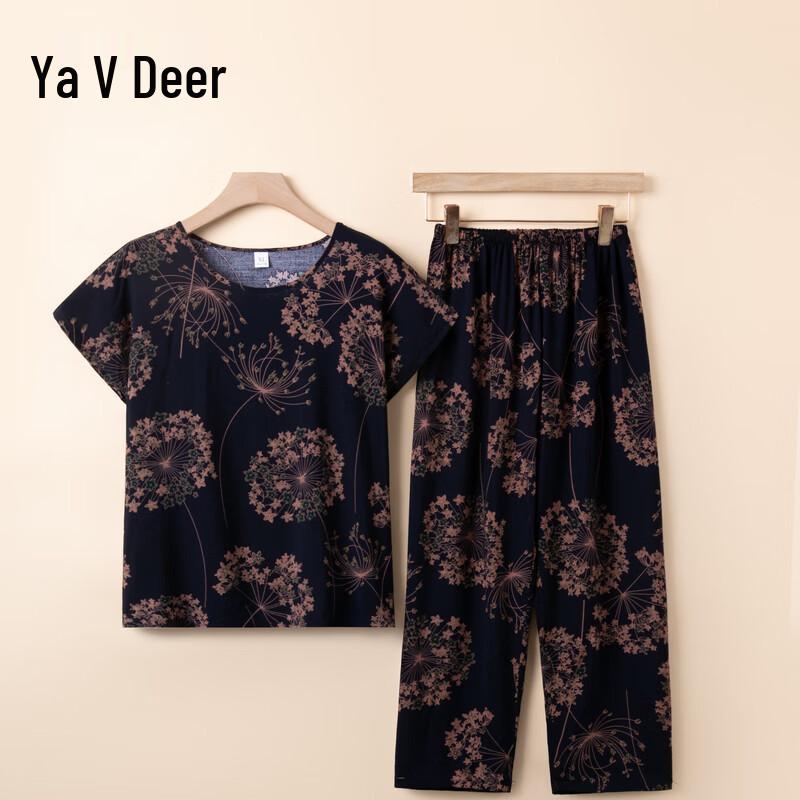 Yalu Women s Summer Cotton Silk Short-Sleeve Set 4XL