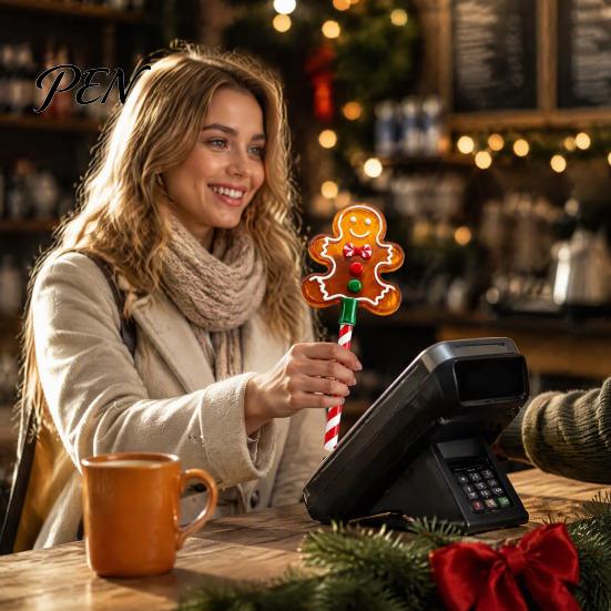 Creative Christmas Gift for Magic Lovers Tap-to-Pay Wand, Candy Cane Handle Credit Card Holder, Cute Contactless Payment Wand Santa Snowman