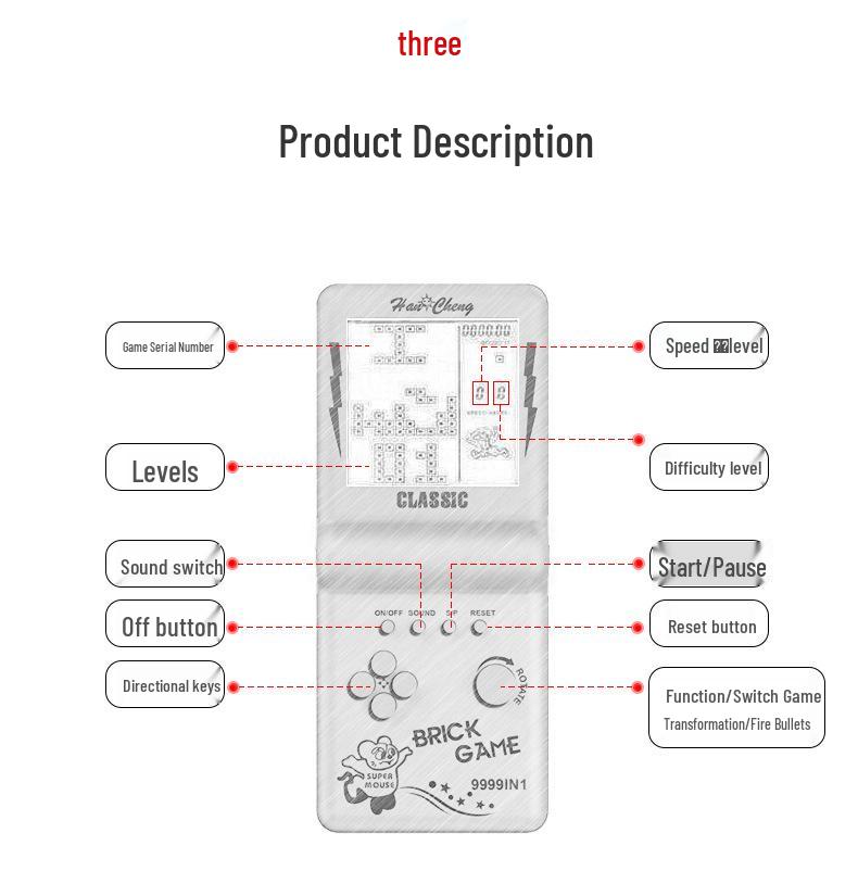 Klasyczna 3,5-calowa retro konsola do gier Tetris dla dzieci